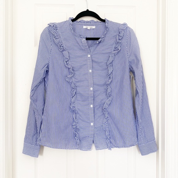 3/$30 Avec Les Filles Striped Ruffle Button Shirt - Picture 2 of 8